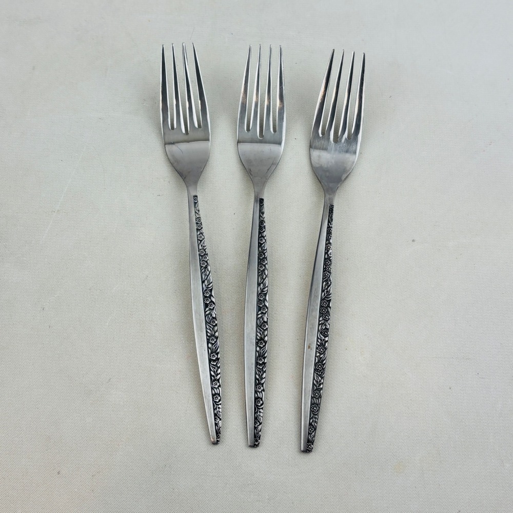 Bouquet by Coventry Dinner Fork Set of 3 JH Stainless Japan Floral Flatware